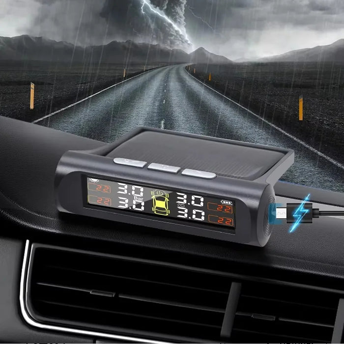 T26 Solar Powered TPMS Buzzer Alert Tire Pressure Monitoring System with 4 External Sensors, Basic Version - 3