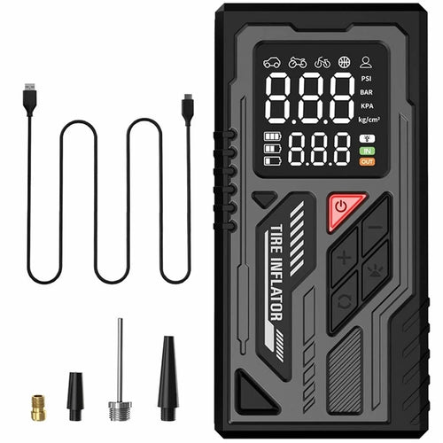 ATJ-026 150PSI Portable Wireless Tire Inflator Air Pump with LED Display / Fast Inflation / Auto Shut-Off for Car / Bike / Motorcycle - Black - 1