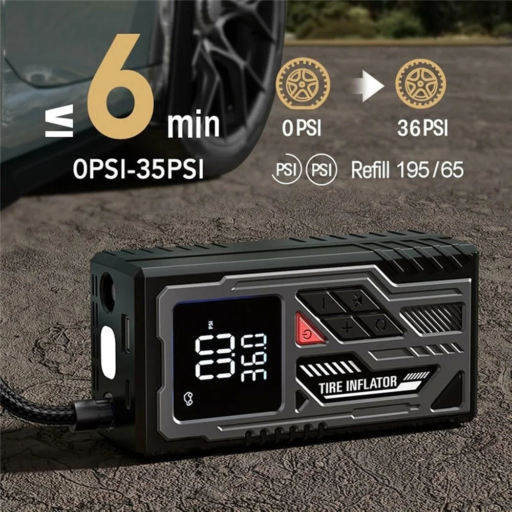 ATJ-026 150PSI Portable Wireless Tire Inflator Air Pump with LED Display / Fast Inflation / Auto Shut-Off for Car / Bike / Motorcycle - Black - 5
