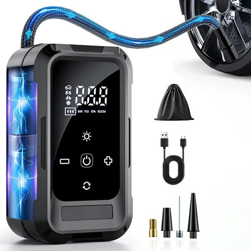 Wireless Car Air Pump Portable Electric Smart Tire Inflator with Digital Display / LED Light for Vehicle / Bicycle / Off-Road - Black - 1