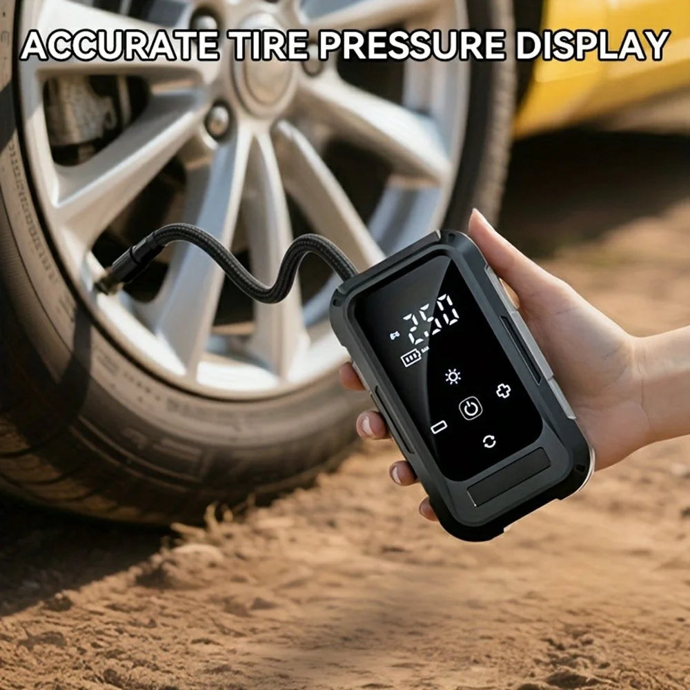 Wireless Car Air Pump Portable Electric Smart Tire Inflator with Digital Display / LED Light for Vehicle / Bicycle / Off-Road - Black - 4