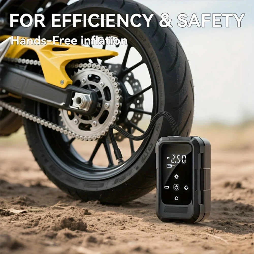 Wireless Car Air Pump Portable Electric Smart Tire Inflator with Digital Display / LED Light for Vehicle / Bicycle / Off-Road - Black - 6