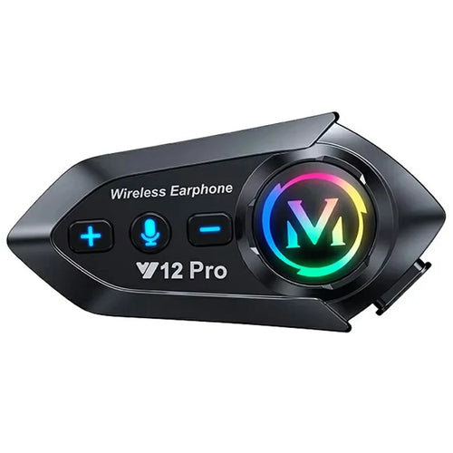 Y12 Pro Motorcycle Helmet Intercom Headset Wireless Hands-Free Earphones Hard Microphone for Riding - Black - 1
