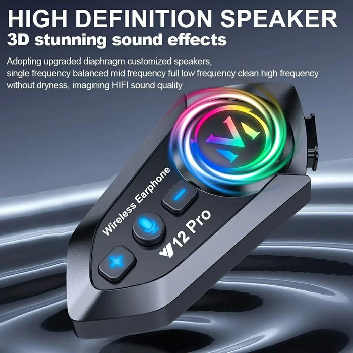 Y12 Pro Motorcycle Helmet Intercom Headset Wireless Hands-Free Earphones Hard Microphone for Riding - Black - 2