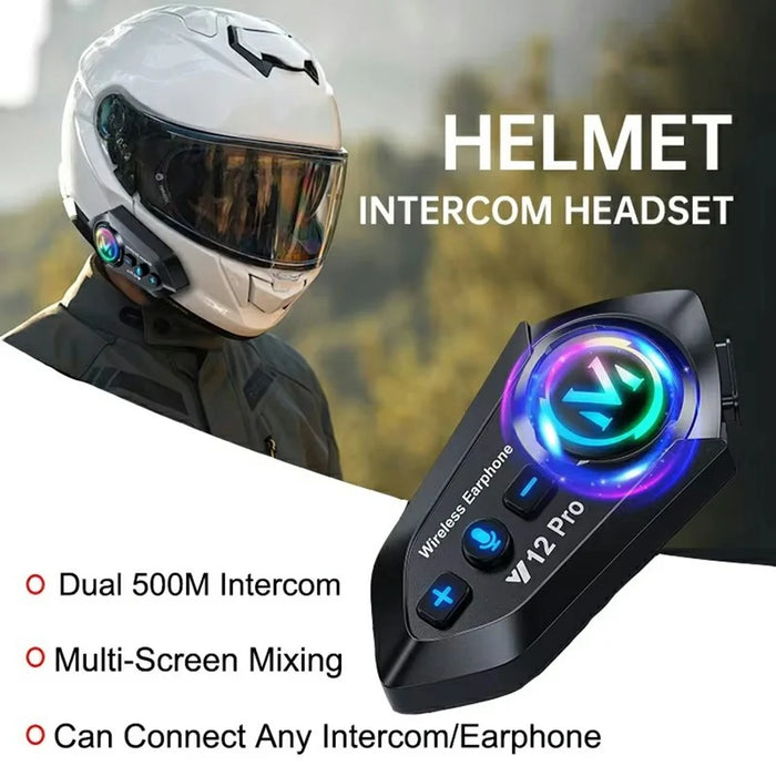 Y12 Pro Motorcycle Helmet Intercom Headset Wireless Hands-Free Earphones Hard Microphone for Riding - Black - 3