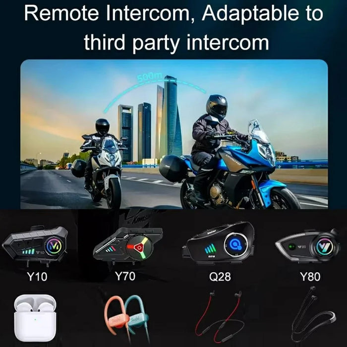Y12 Pro Motorcycle Helmet Intercom Headset Wireless Hands-Free Earphones Hard Microphone for Riding - Black - 4