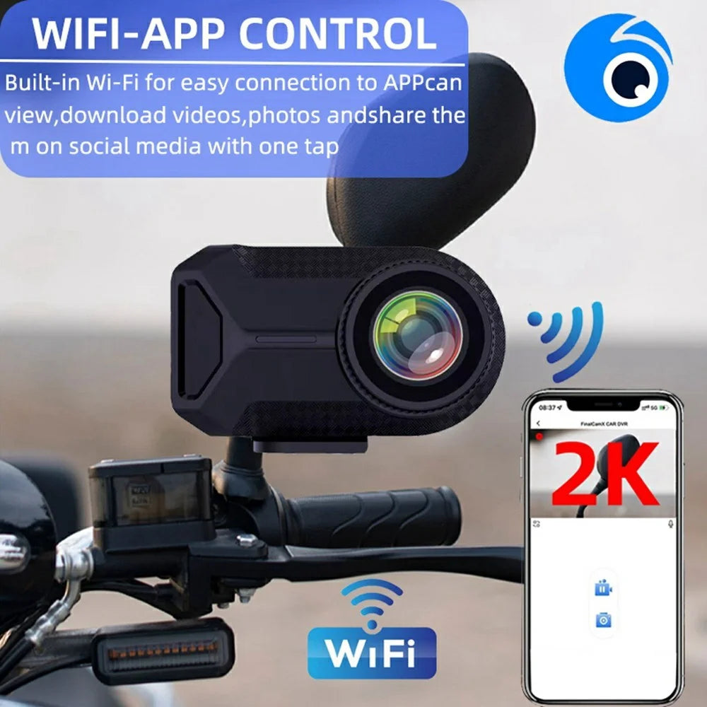 1080P HD Motorcycle Dash Cam IP66 Waterproof 170 Degree Wide Angle WiFi Camera for Riding Recording - 2