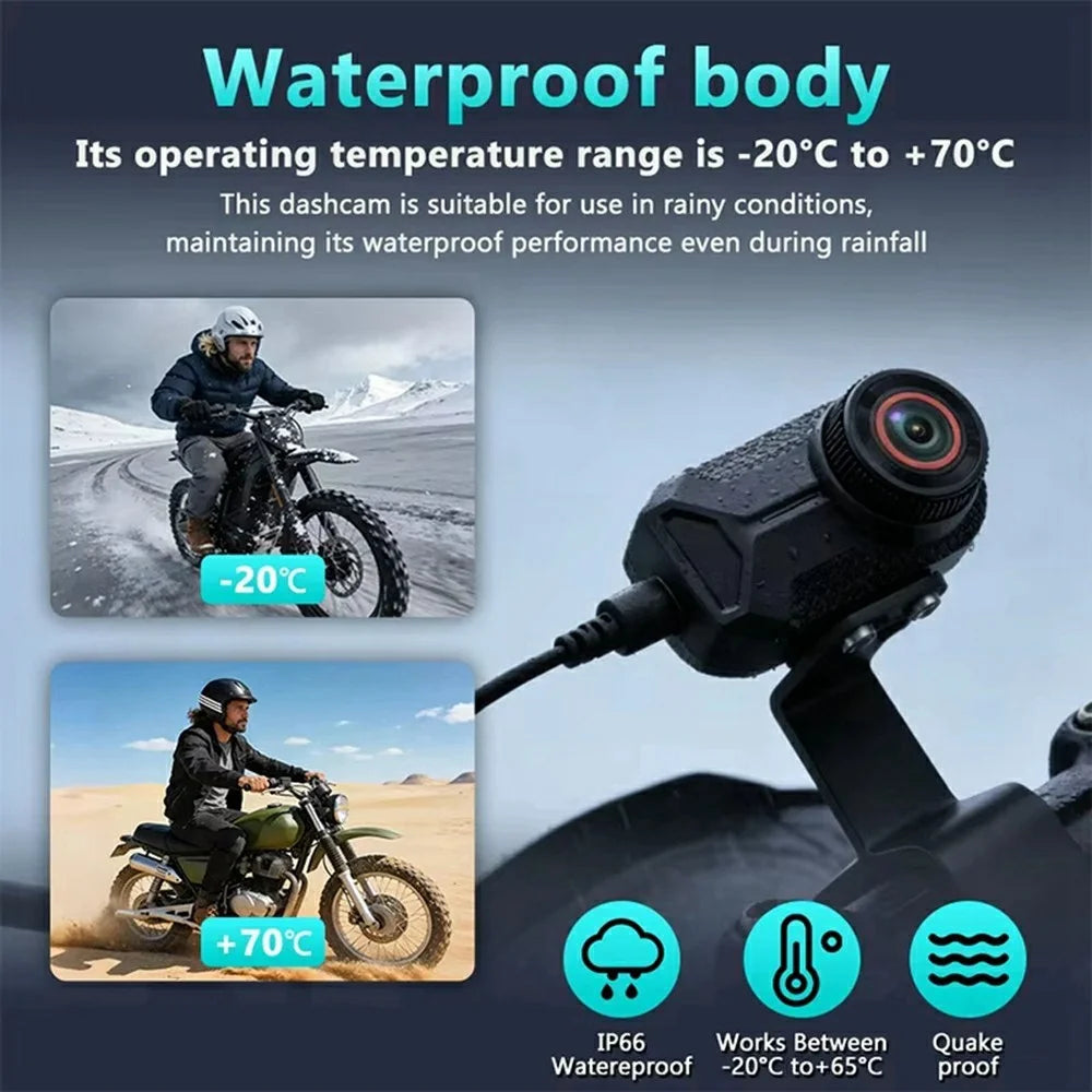 1080P HD Motorcycle Dash Cam IP66 Waterproof 170 Degree Wide Angle WiFi Camera for Riding Recording - 7
