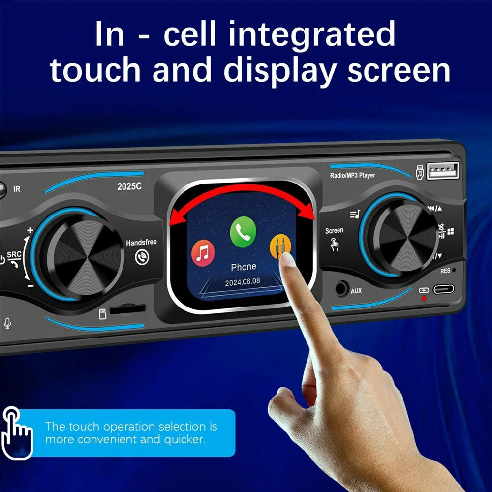 2025C Single DIN Car Stereo MP3 Player with 2.2 Inch Touch Screen Bluetooth-compatible Speaker FM Radio - 2