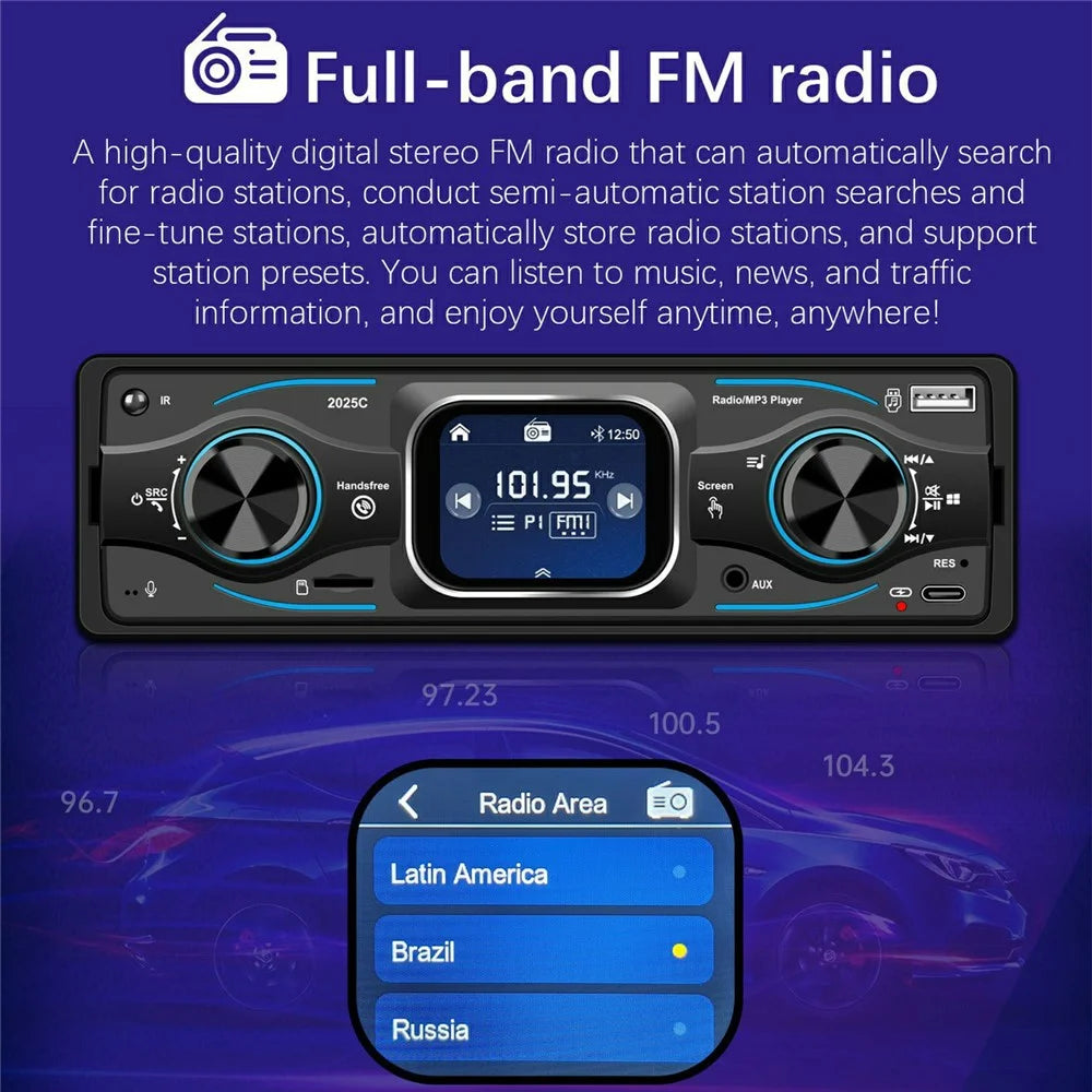 2025C Single DIN Car Stereo MP3 Player with 2.2 Inch Touch Screen Bluetooth-compatible Speaker FM Radio - 3