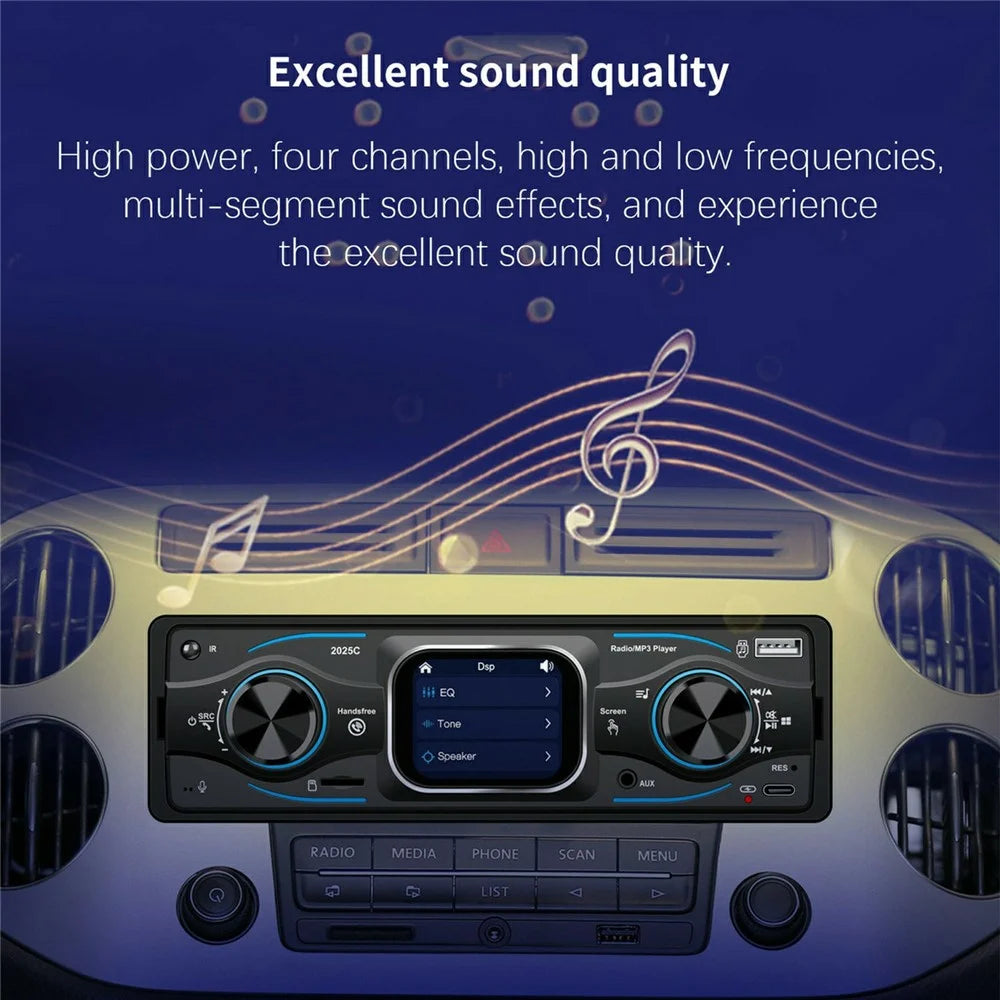 2025C Single DIN Car Stereo MP3 Player with 2.2 Inch Touch Screen Bluetooth-compatible Speaker FM Radio - 5