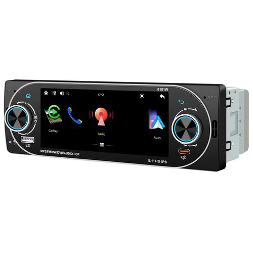 6181W 5.1 Inch HD Screen Single DIN Car Radio MP5 Player Wireless CarPlay Android Auto Bluetooth-compatible FM Radio - 1