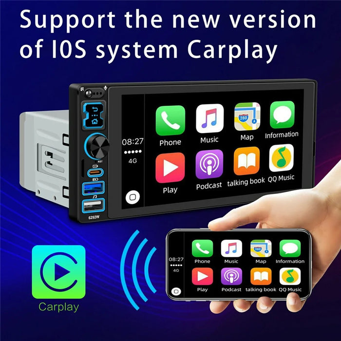 6292W 6.9 Inch Touchscreen Single DIN Car Stereo Radio Bluetooth-compatible Wireless CarPlay Android Auto FM Radio - 3