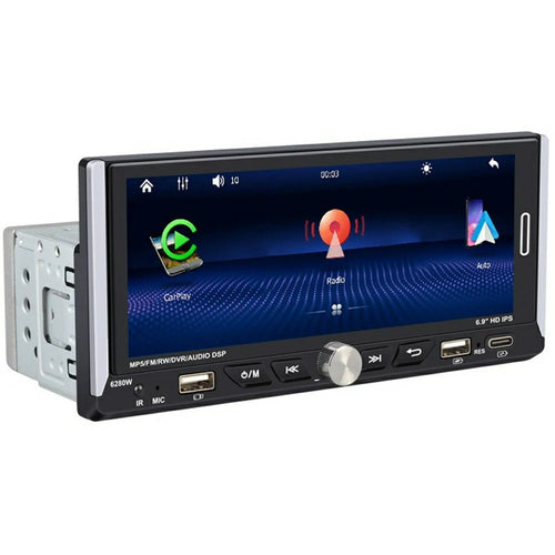 6280W 6.9 Inch Touch Screen Single DIN Car Stereo Receiver Wireless CarPlay Android Auto Bluetooth-compatible Multimedia Player - 1