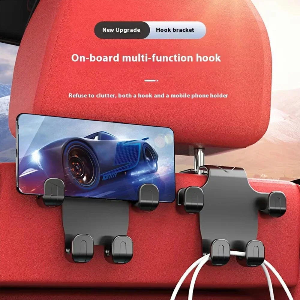 Car Seat Back Hook Multi-Functional Creative Storage Organizer for Car Interior Rear Seat Car Phone Holder - Black - 7