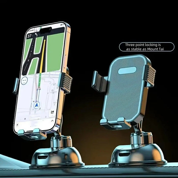 Car Dashboard Windshield Phone Mount Holder Suction Cup 360 Degree Adjustable Smartphone Stand - Black - 2