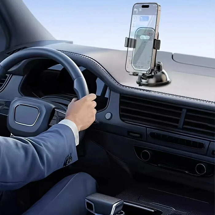 Car Dashboard Windshield Phone Mount Holder Suction Cup 360 Degree Adjustable Smartphone Stand - Black - 7