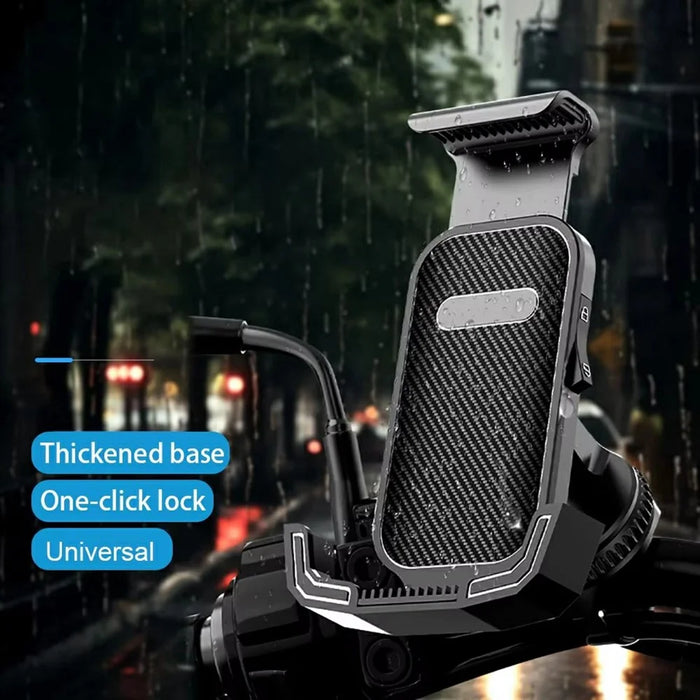 Motorcycle Bike Phone Mount Holder 360 Rotation Universal 4.7-7.1 Inch Adjustable Handlebar Stand - Black - 2