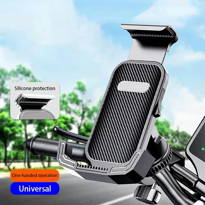 Motorcycle Bike Phone Mount Holder 360 Rotation Universal 4.7-7.1 Inch Adjustable Handlebar Stand - Black - 3