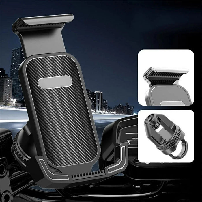 Motorcycle Bike Phone Mount Holder 360 Rotation Universal 4.7-7.1 Inch Adjustable Handlebar Stand - Black - 5