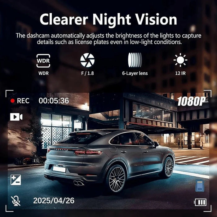 2K + 1080Px4 5 Channels 3.0 Inch Screen Car Dash Cam 24 Hour Parking Monitor Night Vision WiFi Camera Support OBD - Black - 4