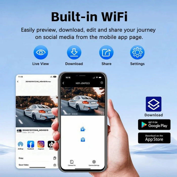 2K + 1080Px4 5 Channels 3.0 Inch Screen Car Dash Cam 24 Hour Parking Monitor Night Vision WiFi Camera Support OBD - Black - 5