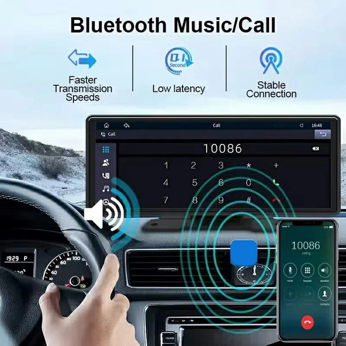 10.26 Inch Large Screen Allwinner V553 Wireless CarPlay Screen Multimedia Player with 4K + 1080P Front and Rear Dual Recording Dash Cam - Black - 4