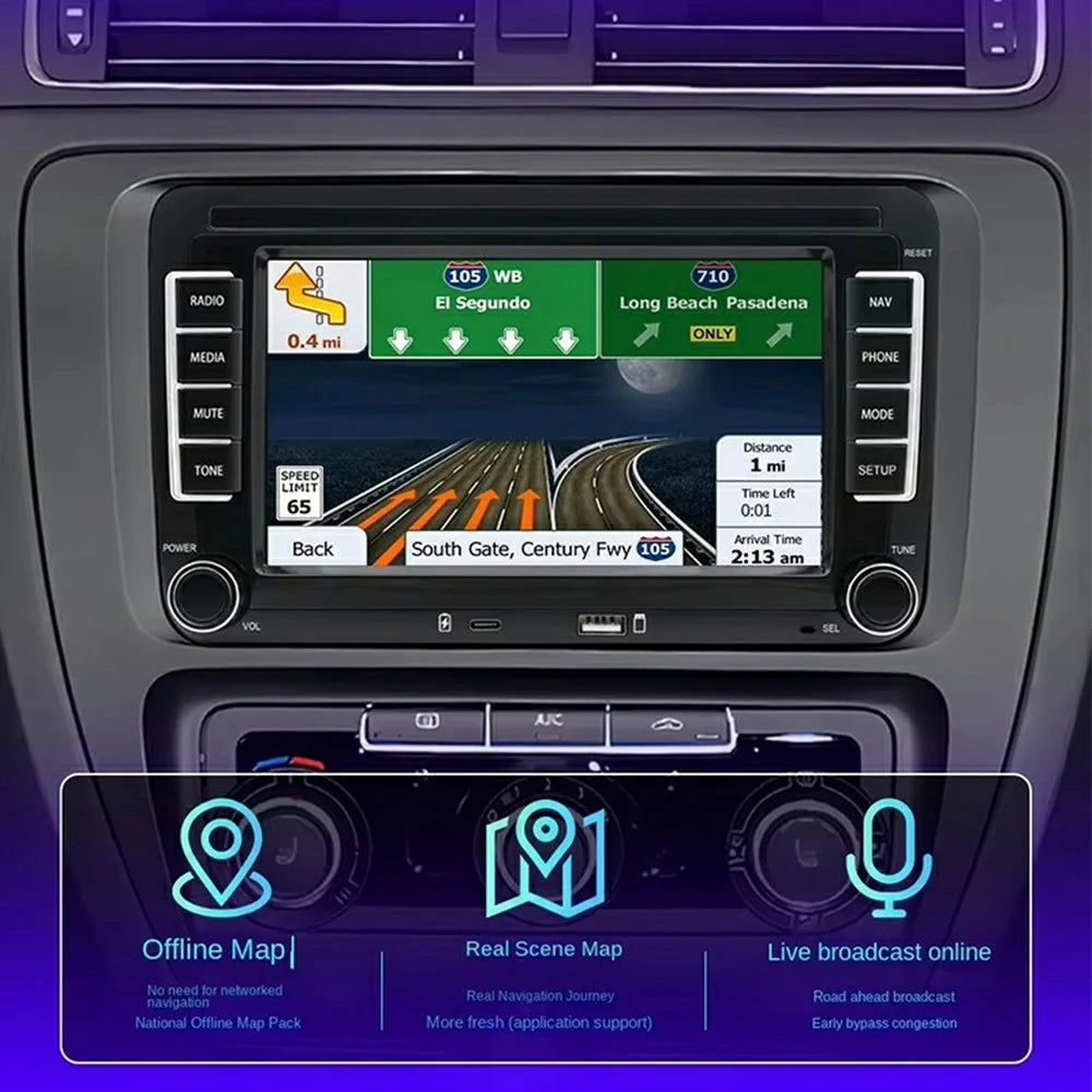 7 Inch CarPlay Android 9.0 Quad Core GPS Navigation Car Stereo Multimedia Player for Volkswagen 2003-2016, 2+32GB - Black - 4
