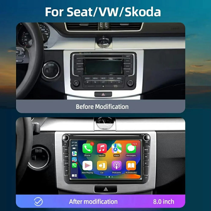 8 Inch CarPlay Android 9.0 Quad Core GPS Navigation Car Stereo Multimedia Player for Volkswagen 2003-2016, 2+32GB - Black - 4