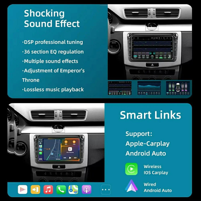 8 Inch CarPlay Android 9.0 Quad Core GPS Navigation Car Stereo Multimedia Player for Volkswagen 2003-2016, 2+32GB - Black - 5