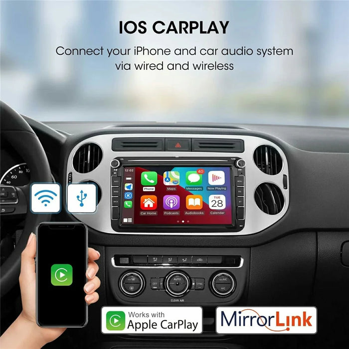 8 Inch CarPlay Android 9.0 Quad Core GPS Navigation Car Stereo Multimedia Player for Volkswagen 2003-2016, 2+32GB - Black - 6