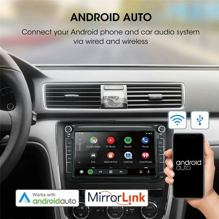 8 Inch CarPlay Android 9.0 Quad Core GPS Navigation Car Stereo Multimedia Player for Volkswagen 2003-2016, 2+32GB - Black - 7