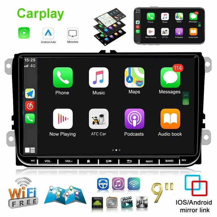 9 Inch CarPlay Android 9.0 Quad Core GPS Navigation Car Stereo Multimedia Player for Volkswagen 2003-2016, 2+32GB - Black - 3