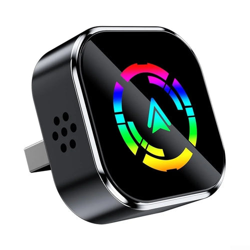 Q1A Wired to Wireless Carplay  /  Android Auto 2 in 1 Dongle Auto Connect Mini Adapter - Black+Colorful Symbol - 1