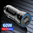 PD 30W Fast Charging Adapter Portable Dual Type-C Car Charger with LED Light Ring - Black - 2