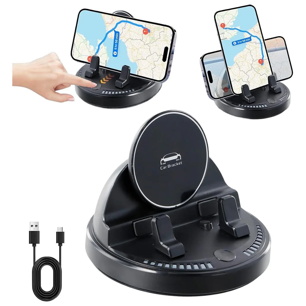 360 Degree Rotatable Car Phone Mount Auto Clamp Dashboard Cellphone Holder Stand - Black - 1