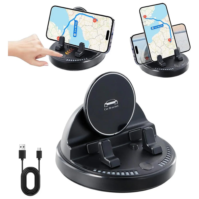 360 Degree Rotatable Car Phone Mount Auto Clamp Dashboard Cellphone Holder Stand - Black - 1