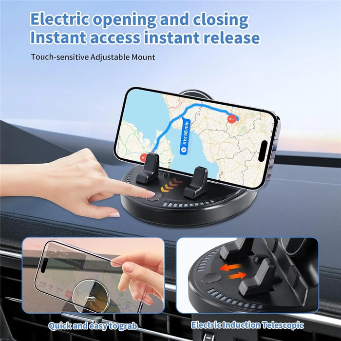 360 Degree Rotatable Car Phone Mount Auto Clamp Dashboard Cellphone Holder Stand - Black - 2