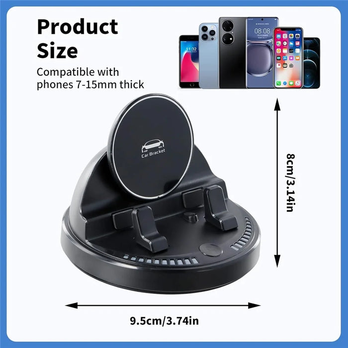360 Degree Rotatable Car Phone Mount Auto Clamp Dashboard Cellphone Holder Stand - Black - 7
