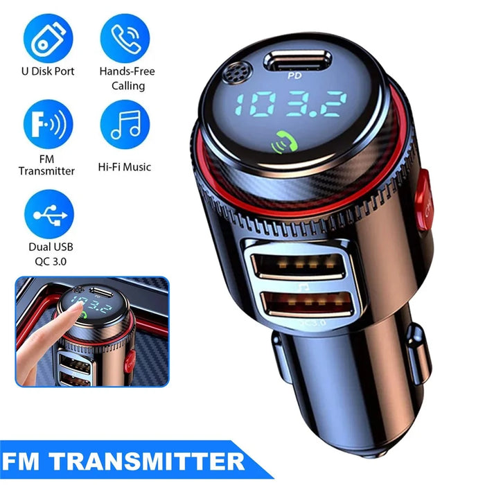 PD 30W + QC3.0 Car Charger Bluetooth-compatible MP3 Player FM Transmitter Hands Free Calling for Vehicle - 2