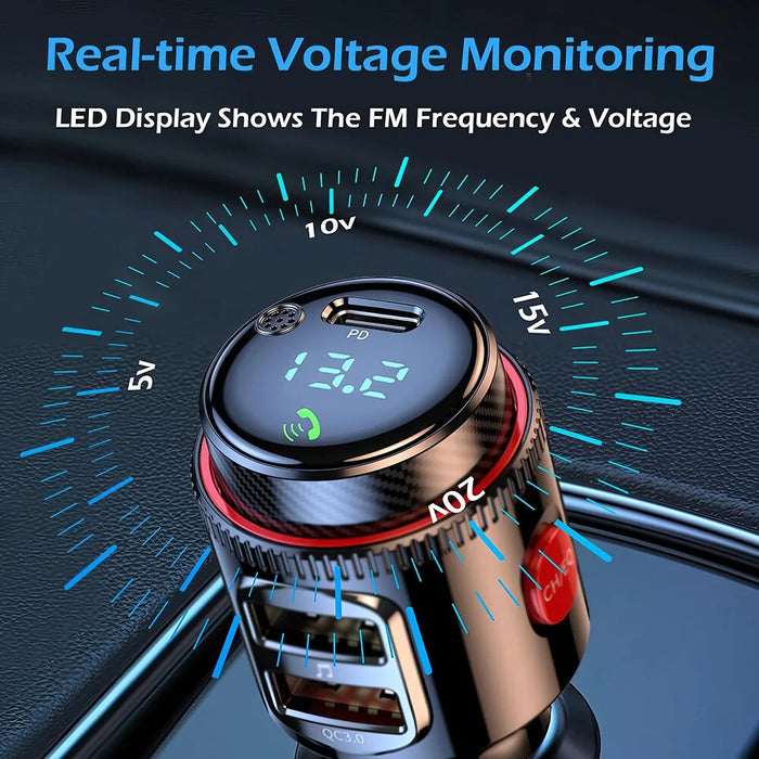 PD 30W + QC3.0 Car Charger Bluetooth-compatible MP3 Player FM Transmitter Hands Free Calling for Vehicle - 3