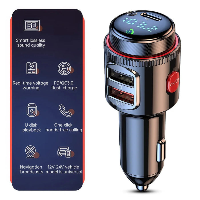 PD 30W + QC3.0 Car Charger Bluetooth-compatible MP3 Player FM Transmitter Hands Free Calling for Vehicle - 4