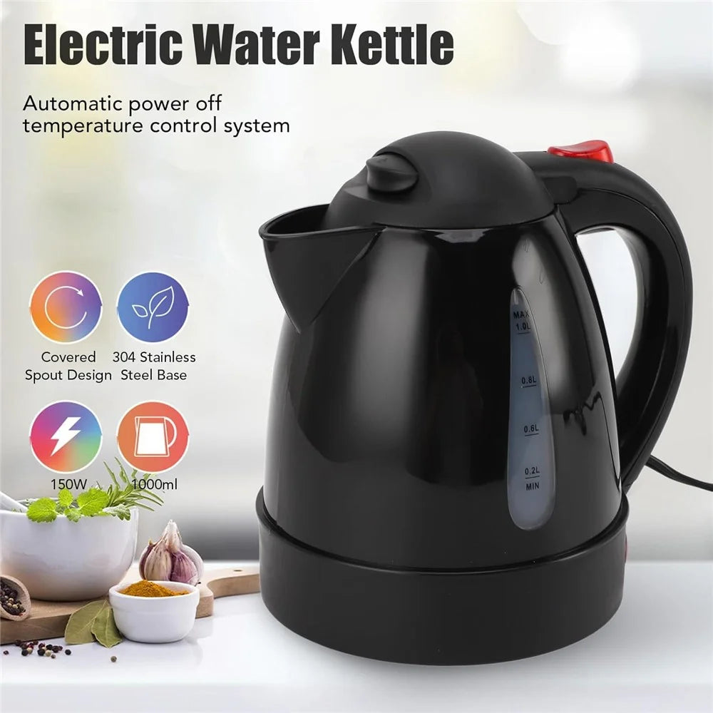 12V Portable Car Electric Water Kettle 1L 150W Fast Boiling Tea Kettle with Cigarette Lighter Cord (BPA Free, No FDA) - Black - 2