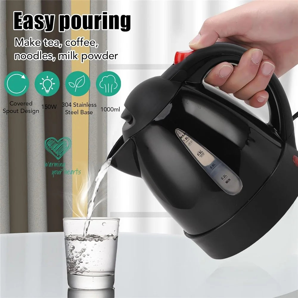12V Portable Car Electric Water Kettle 1L 150W Fast Boiling Tea Kettle with Cigarette Lighter Cord (BPA Free, No FDA) - Black - 4