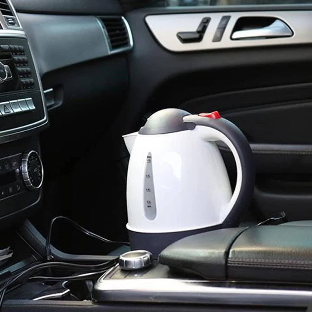 24V Portable Car Electric Water Kettle 1L 250W Fast Boiling Tea Kettle with Cigarette Lighter Cord (BPA Free, No FDA) - White - 2