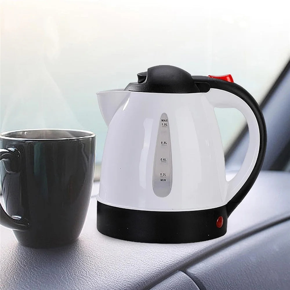 24V Portable Car Electric Water Kettle 1L 250W Fast Boiling Tea Kettle with Cigarette Lighter Cord (BPA Free, No FDA) - White - 3
