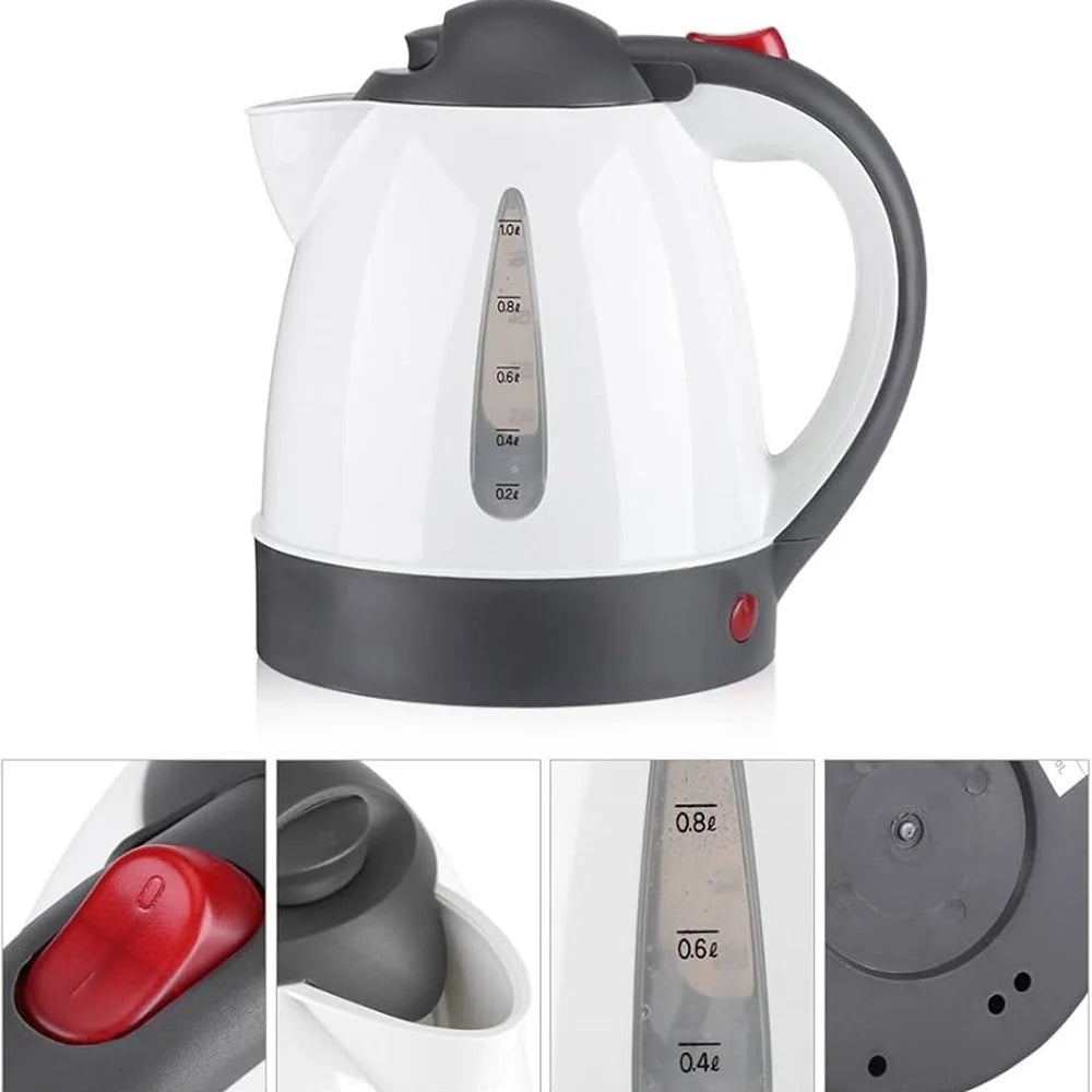 24V Portable Car Electric Water Kettle 1L 250W Fast Boiling Tea Kettle with Cigarette Lighter Cord (BPA Free, No FDA) - White - 4