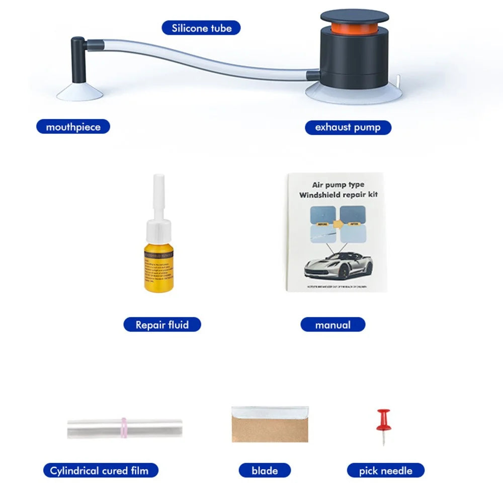 Car Windscreen Crack Repair Tool DIY Windshield Repair Air Pump Kit Glass Window Restoration Agent - 7