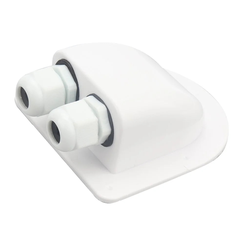 A6098 Solar Panel White Double Cable Entry Gland Box Waterproof RV Camper Solar Entry Housing with Screws - 1