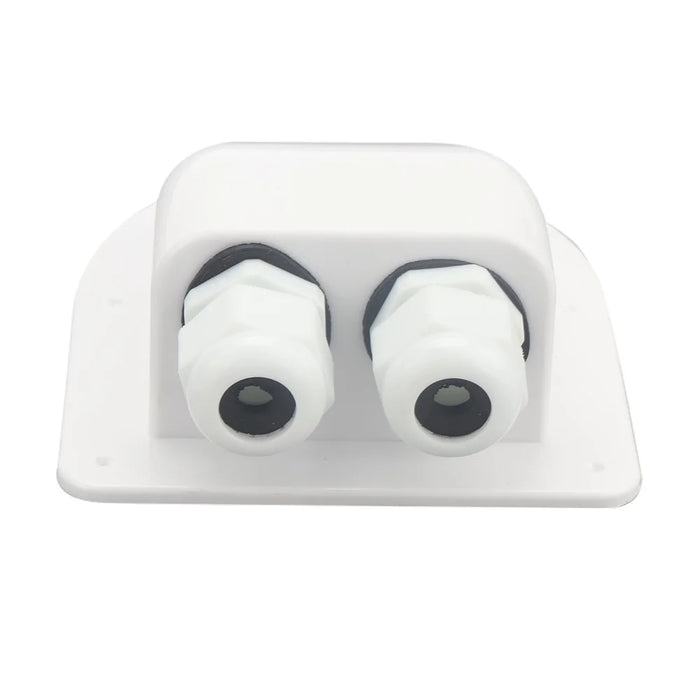 A6098 Solar Panel White Double Cable Entry Gland Box Waterproof RV Camper Solar Entry Housing with Screws - 2